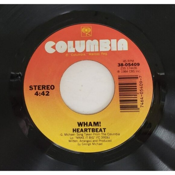 Record 45 RPM Vinyl  Wham! Freedom/ Heartbeat with Picture Sleeve VINTAGE  1984 - Picture 6 of 6